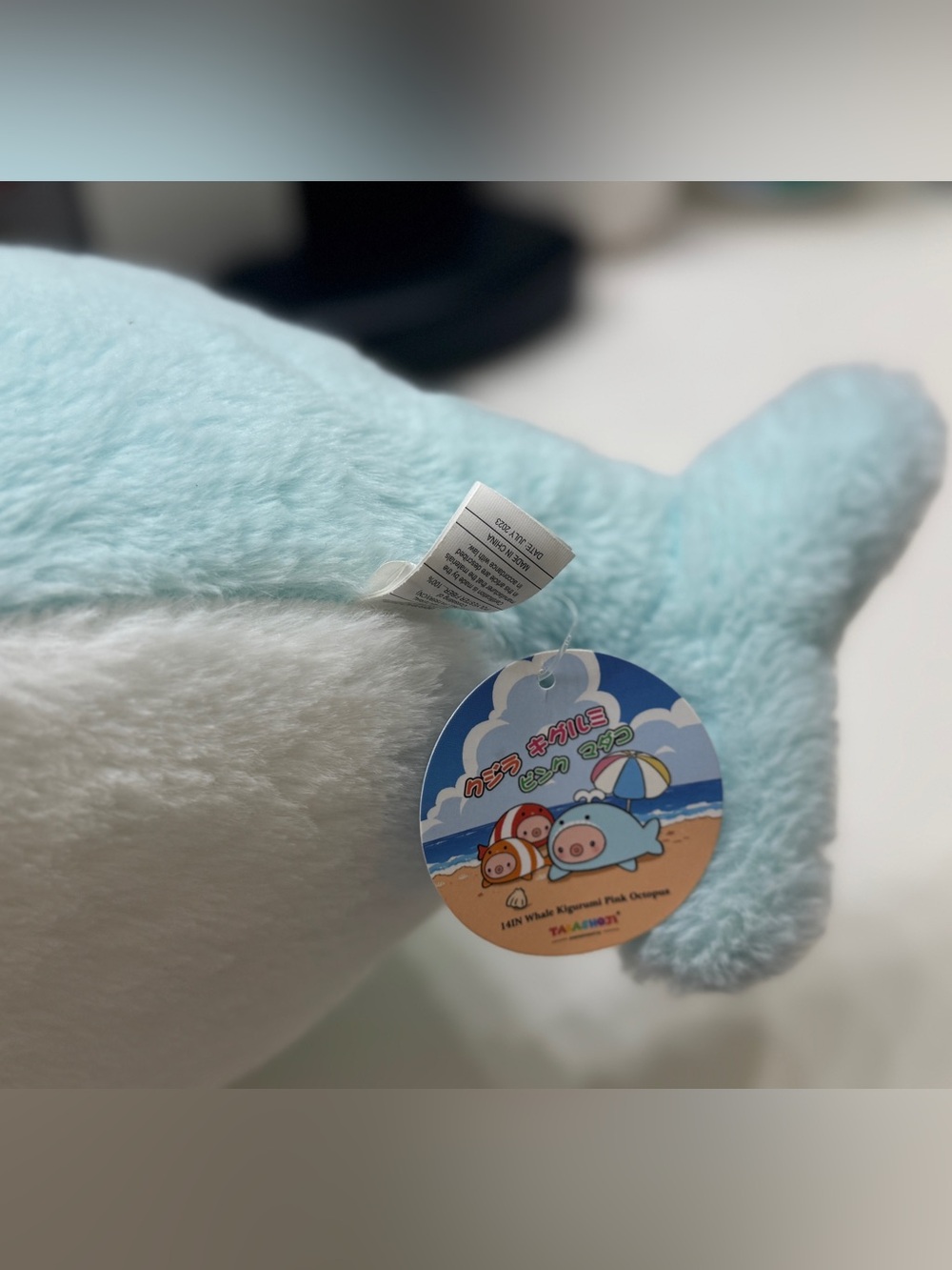(New) Kawaii Blue Whale Plushie / Stuffed Sea toy with Tags (15" / 38cm) - Picture 3 of 7